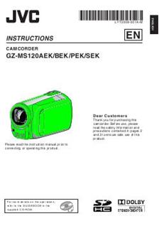 JVC GZ MS 120 BV manual. Camera Instructions.